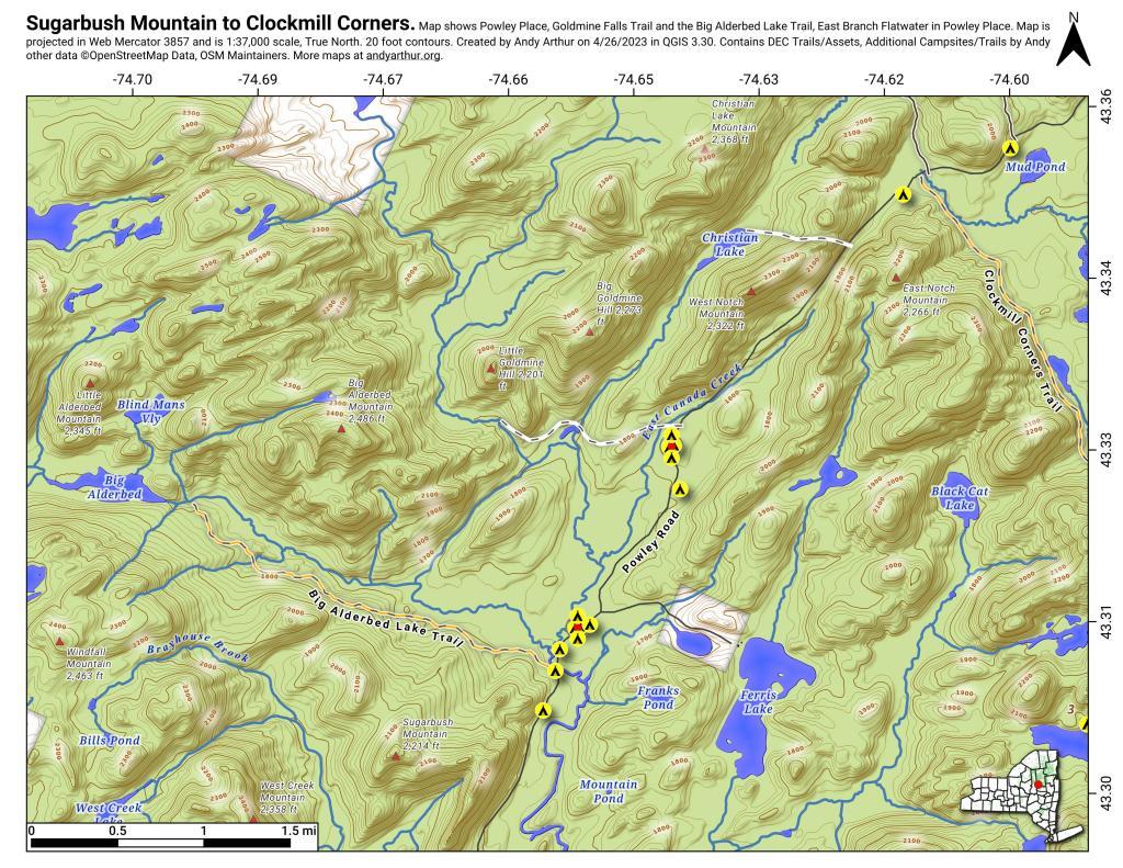 Sugarbush Mountain to Clockmill Corners