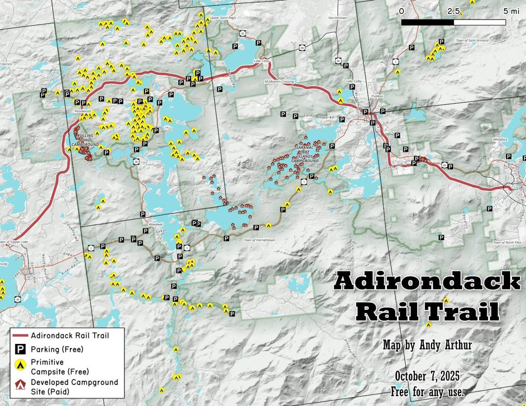 Adirondack Rail Trail - Free Parking, Free Camping, Paid Campgrounds