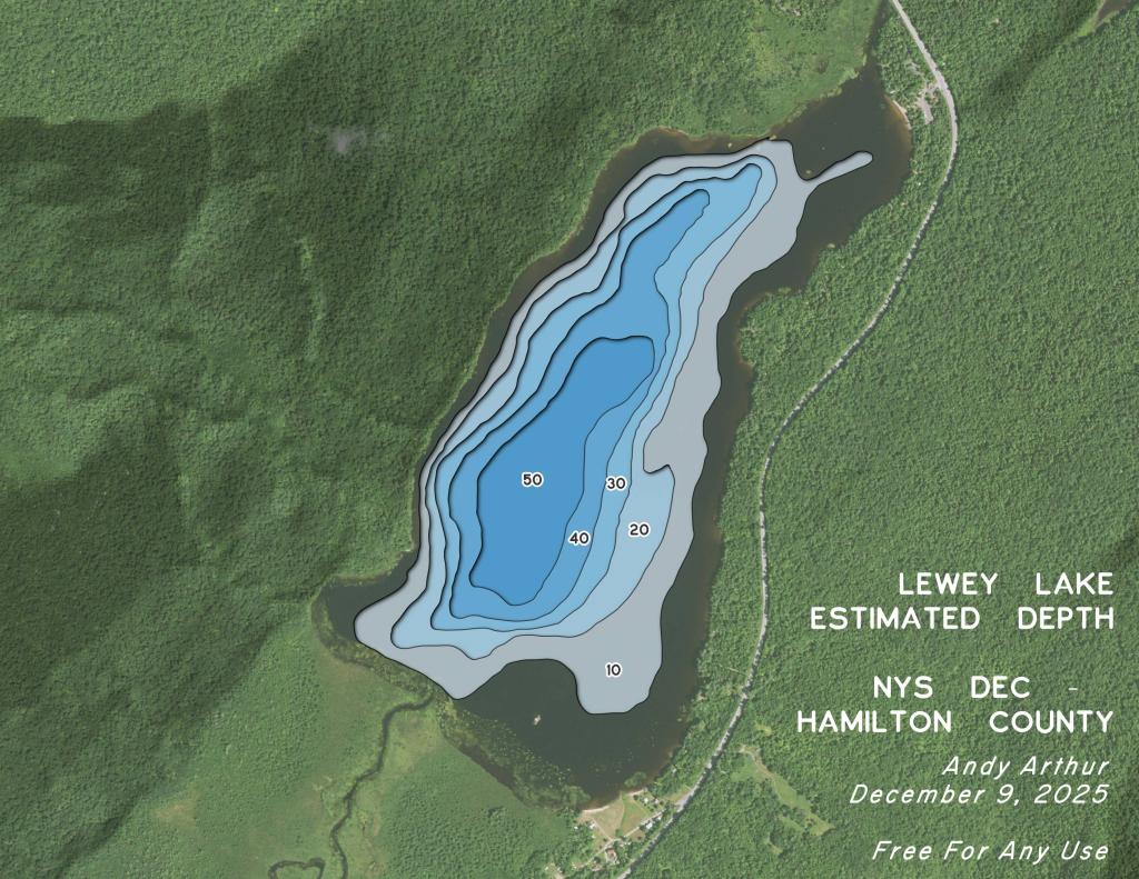 Lewey Lake Estimated Depth - Lake Contours.jpgs
