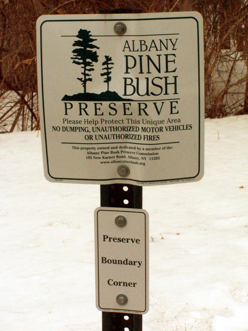 Photo: Albany Pine Bush Preserve Sign Photo: Albany Pine Bush Preserve Sign
