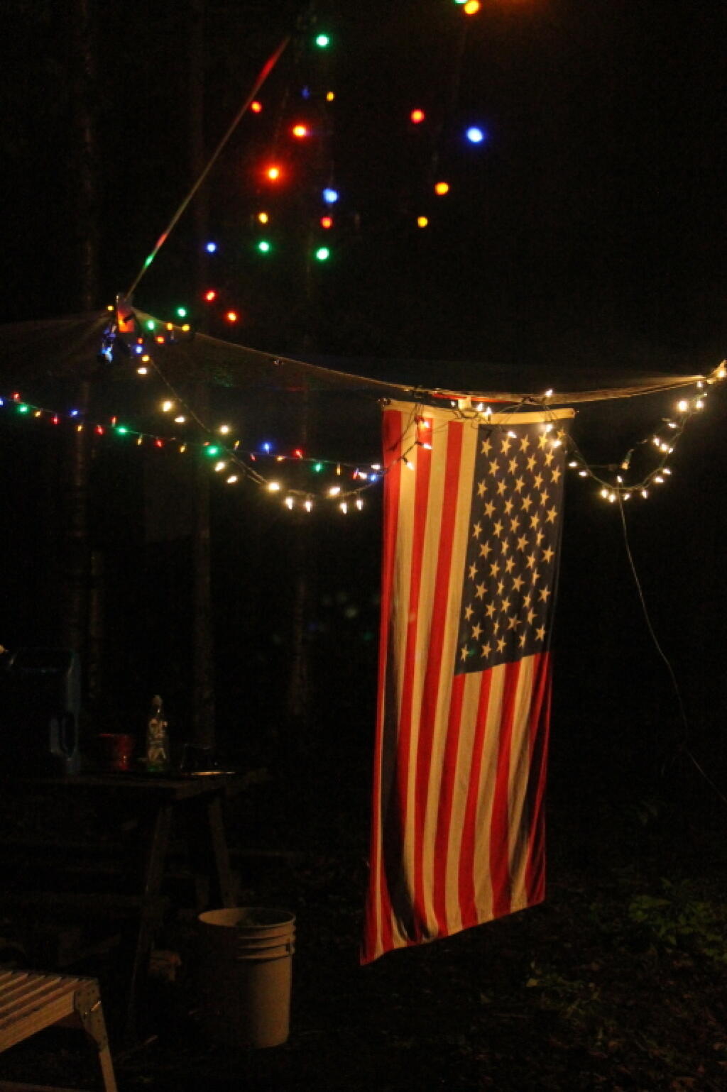 Photo: Flags on a Rainy Evening at Camp Photo: Flags on a Rainy Evening at Camp