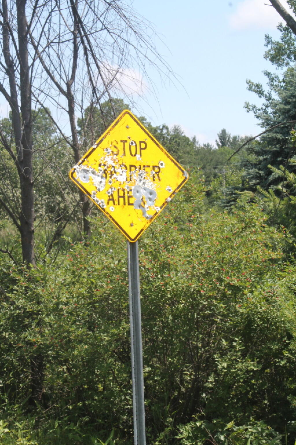 Photo: Stop Barrier Ahead Sign Photo: Stop Barrier Ahead Sign