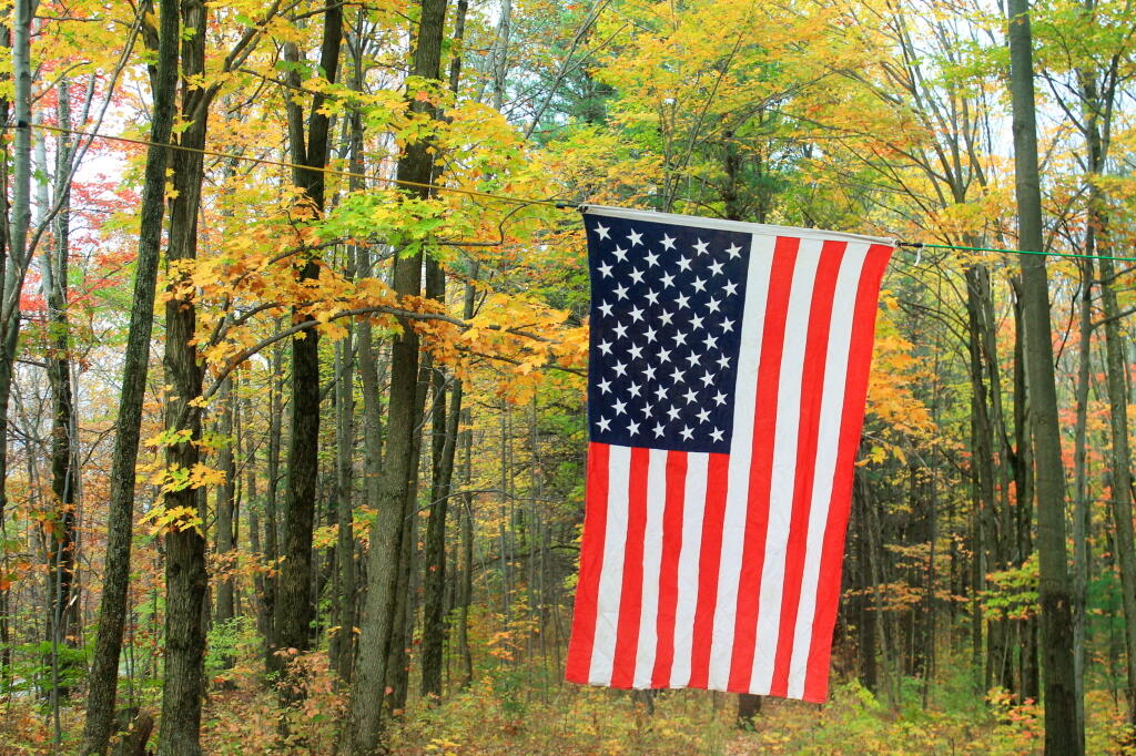 Photo: Flag and Fall Colors Photo: Flag and Fall Colors