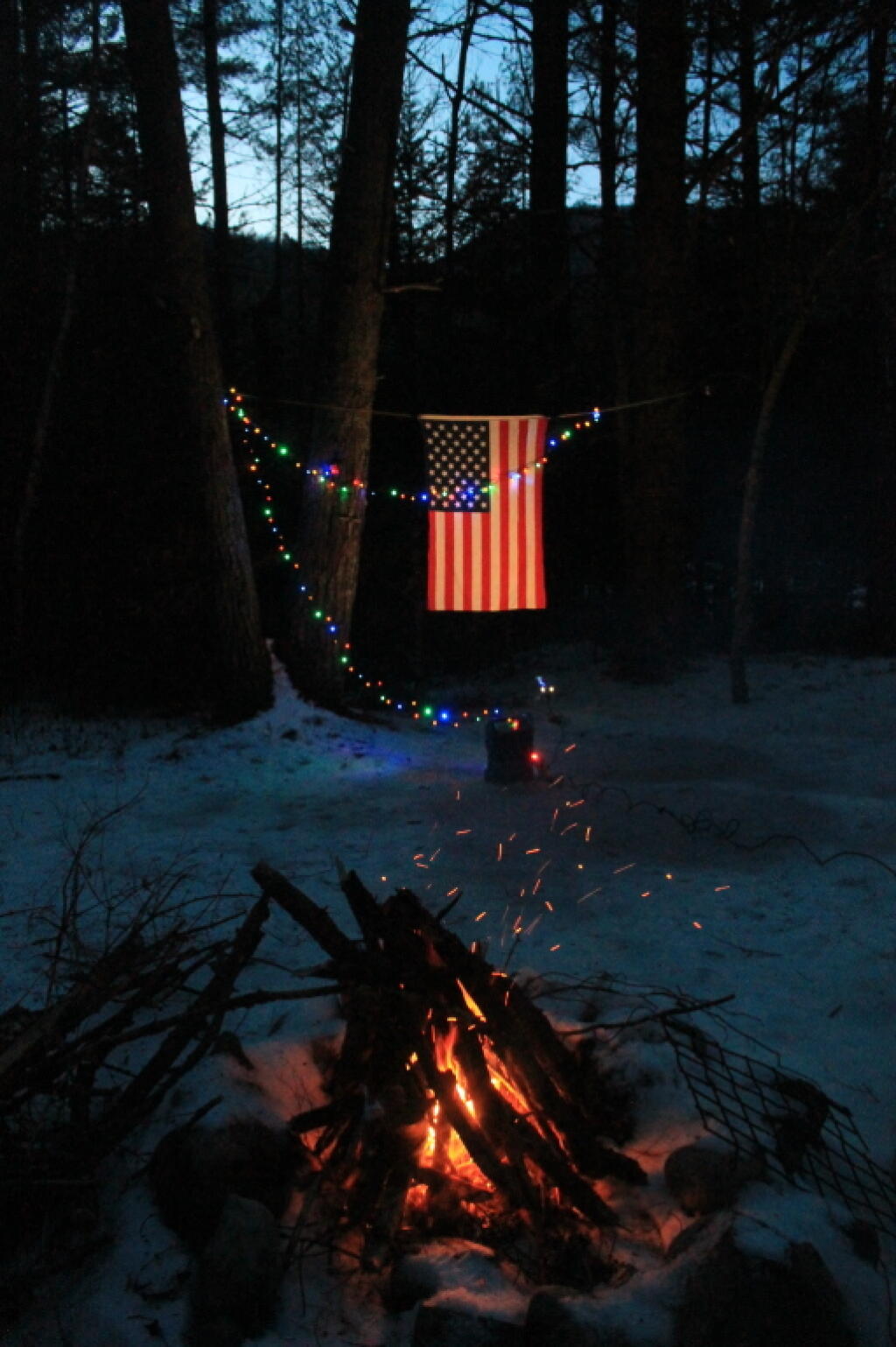 Photo: Campfire with Mountains in Background Photo: Campfire with Mountains in Background