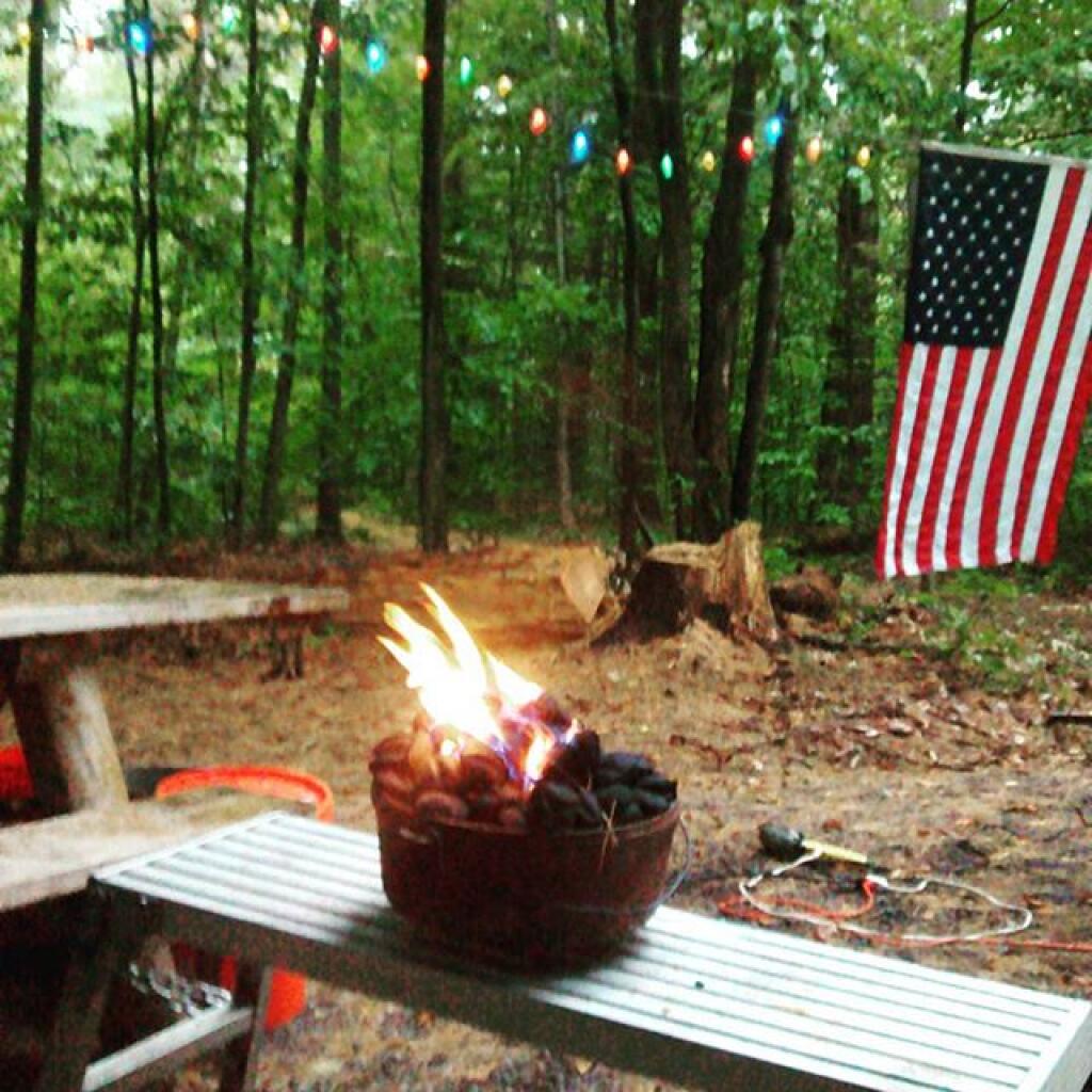 Photo: Prepping the Charcoal on this rainy evening Photo: Prepping the Charcoal on this rainy evening