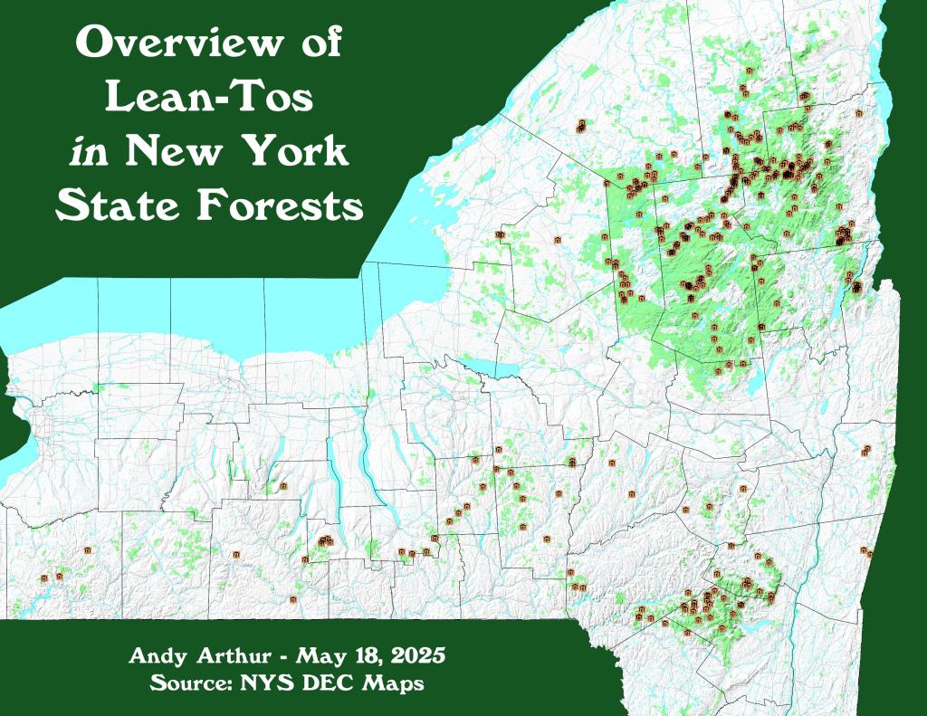 Map: Overview of Lean-Tos in New York State Forests