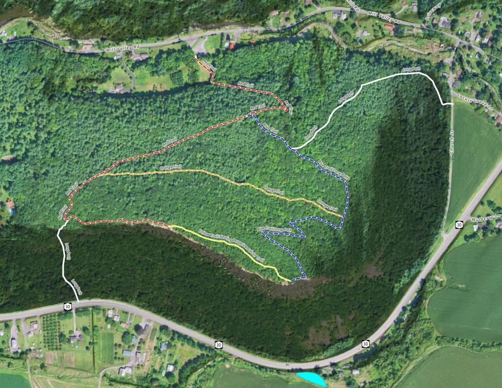 Terrain Map: Vromans Nose Aerial Photo with Trails Shown Terrain Map: Vromans Nose Aerial Photo with Trails Shown